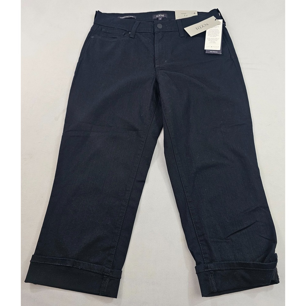 NYDJ Marilyn Crop Cuff Pants Black Lift Tuck Technology M77Z2108 Women Size 6